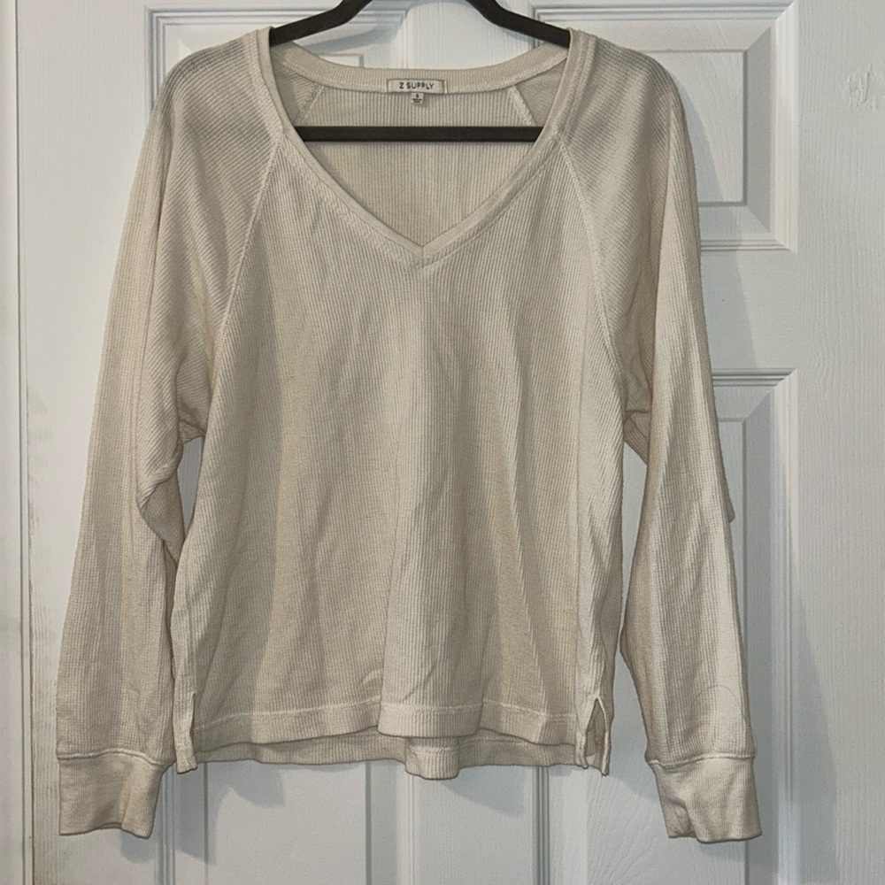 Z Supply waffle long sleeve size small cream